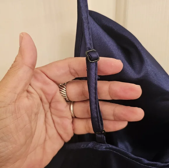 BeBe Navy Blue Cowl Neck Slip Dress, Lg - Picture 4 of 6